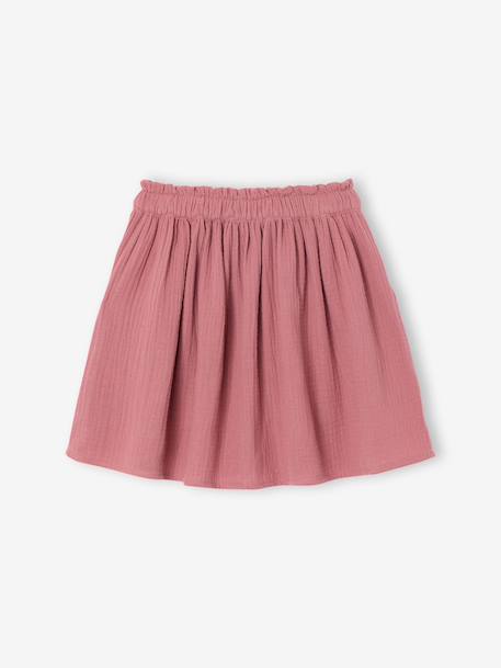 Jupe fille en gaze de coton beige+bleu grisé+rose+vert sauge+vieux rose+violet 18 - vertbaudet enfant 