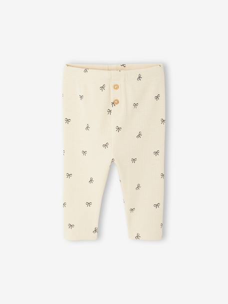 Legging bébé fille en maille côtelée vanille+vert sauge 1 - vertbaudet enfant 