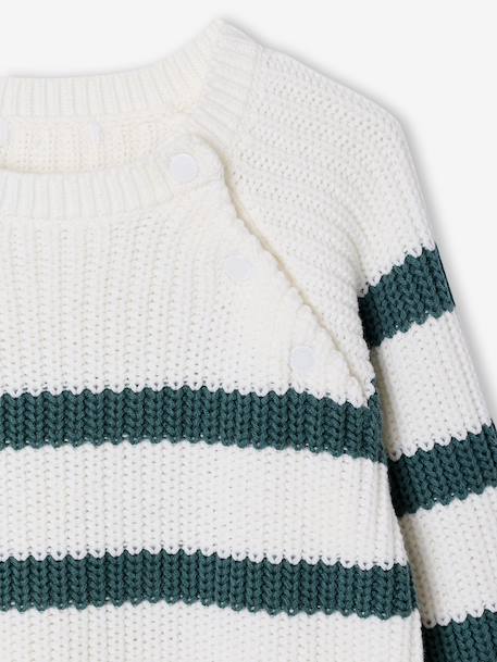 Pull garçon rayé bleu moyen+caramel+écru+encre+vert sauge 18 - vertbaudet enfant 
