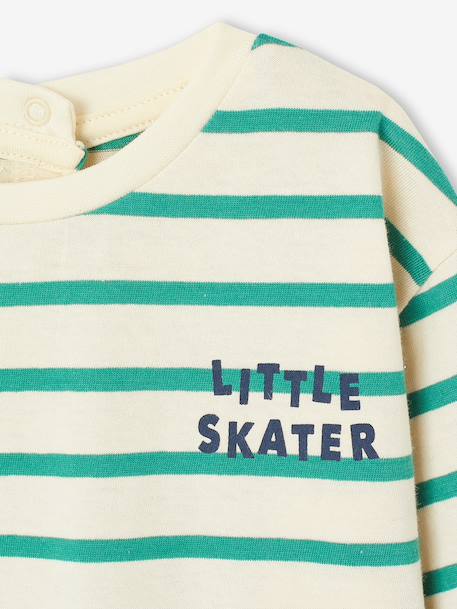 T-shirt bébé rayé pressionné dos rayé vert+rouge 2 - vertbaudet enfant 