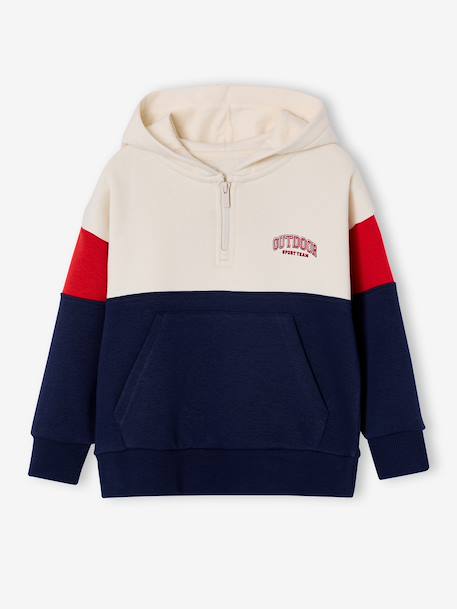 Sweat capuche garçon colorblock rouge 2 - vertbaudet enfant 