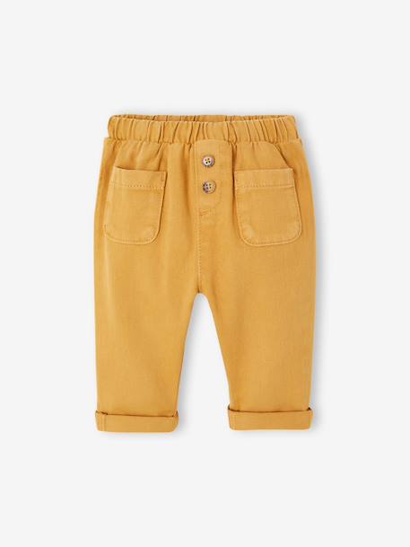 Pantalon bébé taille élastiquée caramel+vanille 1 - vertbaudet enfant 