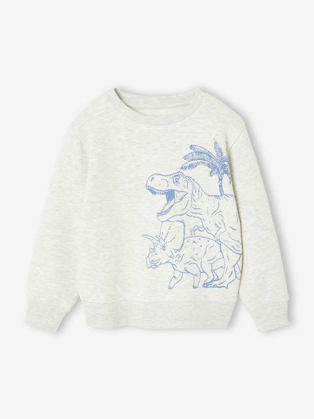 Sweat garçon fantaisie blanc chiné+bleu pâle+ocre+vert 1 - vertbaudet enfant 