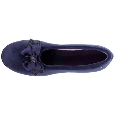 Chaussons ballerines en microvelours avec un détail nœud Marine 2 - vertbaudet enfant 