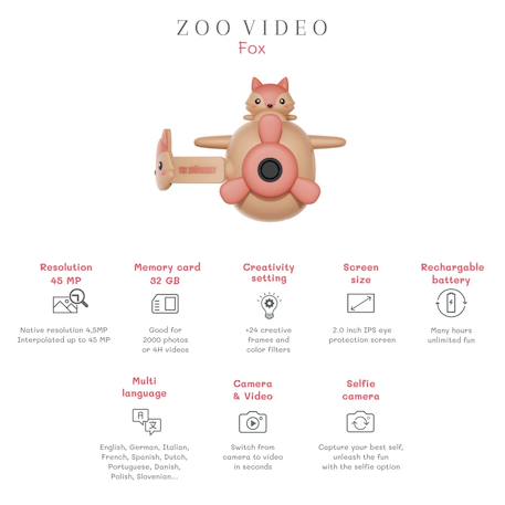 Caméscope renard Orange, rose, noir 3 - vertbaudet enfant 