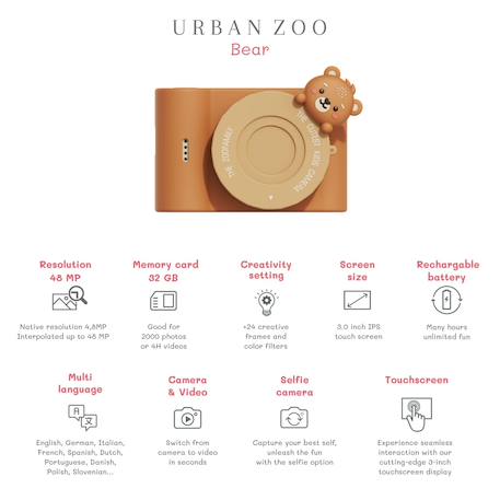Appareil photo urbain ours Marron, beige 3 - vertbaudet enfant 