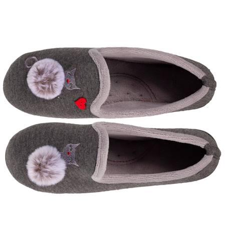 Chaussons charentaises pompom Gris chiné 2 - vertbaudet enfant 