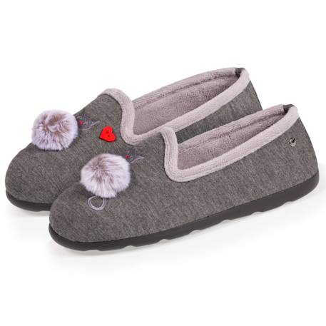 Chaussons charentaises pompom Gris chiné 1 - vertbaudet enfant 