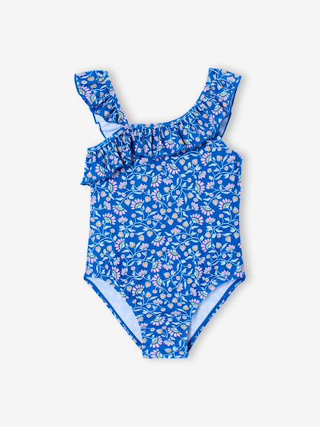 Maillot de bain fille à fleurs 1 pièce bleu 1 - vertbaudet enfant 
