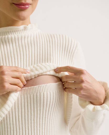 Pull de grossesse et allaitement dorothée Ivoire+Taupe 6 - vertbaudet enfant 