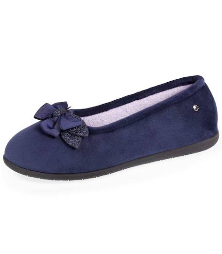 Chaussons ballerines en microvelours avec un détail nœud Marine 6 - vertbaudet enfant 