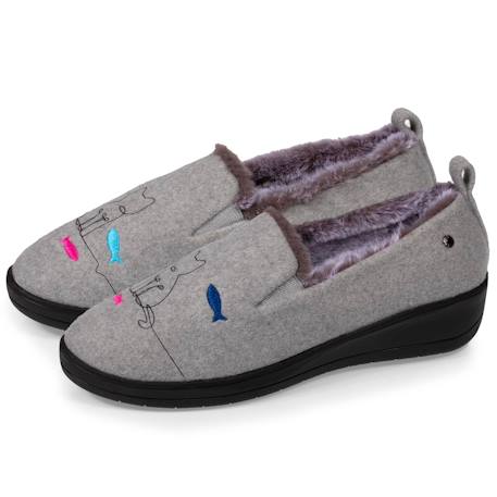 Chaussons charentaises ultra confortables et légères, faciles à enfiler, talon de 4,5 cm Gris chiné 1 - vertbaudet enfant 