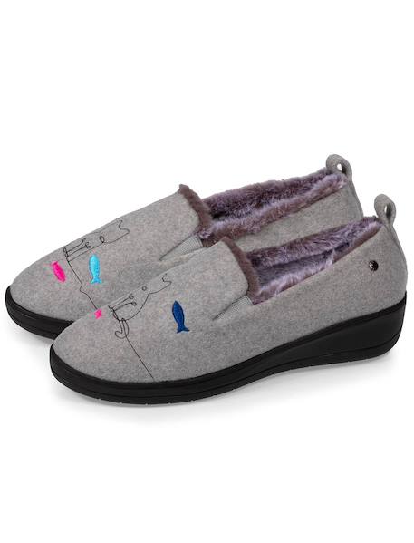 Chaussons charentaises ultra confortables et légères, faciles à enfiler, talon de 4,5 cm Gris chiné 6 - vertbaudet enfant 