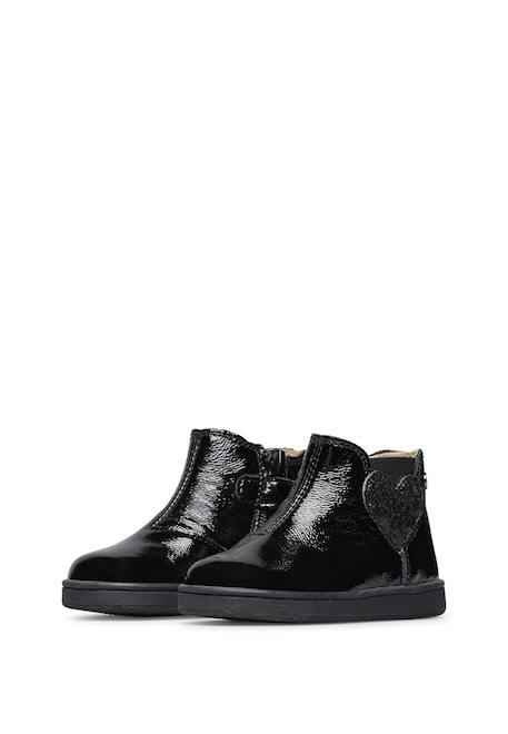 Chaussures en cuir verni glarny high 2 Bordeaux-+Noir-noir ivoire 10 - vertbaudet enfant 