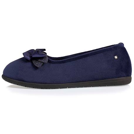 Chaussons ballerines en microvelours avec un détail nœud Marine 3 - vertbaudet enfant 