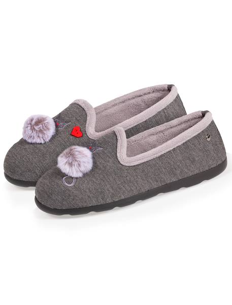 Chaussons charentaises pompom Gris chiné 6 - vertbaudet enfant 