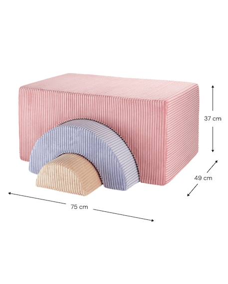 Ensemble de jeu enfant - arc-en-ciel - pouf velours côtelé Blueberry blue+Brown sugar+Marshmallow+Peppermint green+Pink mousse+Toffee 25 - vertbaudet enfant 
