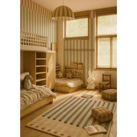 Papier peint enfants rayures aventure forêt Beige 1 - vertbaudet enfant 