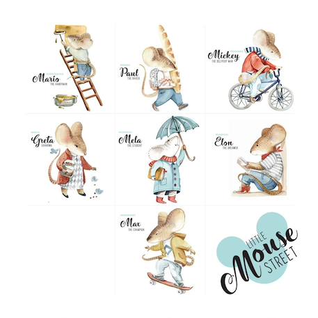 Planche de stickers enfants - famille des souris Grey 2 - vertbaudet enfant 