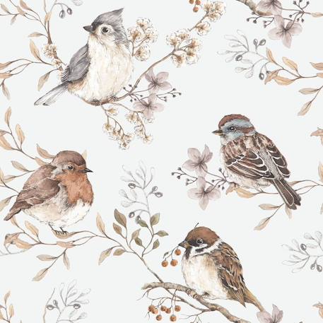 Papier peint enfants birds White 2 - vertbaudet enfant 