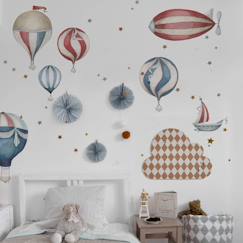 Linge de maison et décoration-Décoration-Planche de stickers enfants - montgolfières