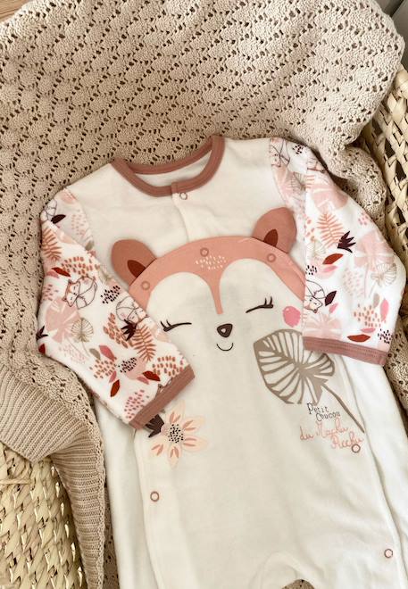 Pyjama bébé en velours ouverture pont machu pichu Rose 1 - vertbaudet enfant 