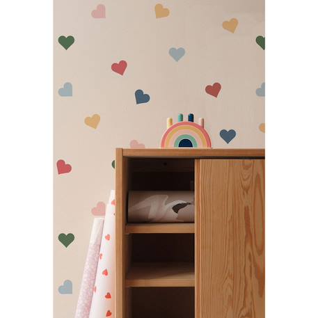 Papier peint enfant coeurs de toutes les couleurs Beige 3 - vertbaudet enfant 