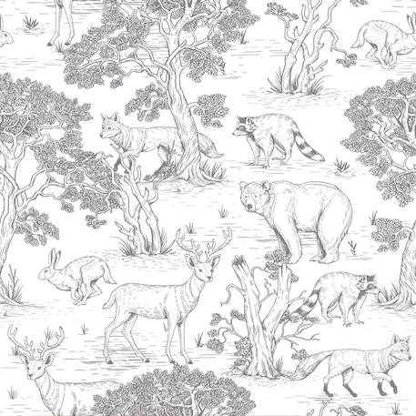 Papier peint enfants animaux de la forêt White 2 - vertbaudet enfant 