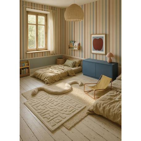 Papier peint enfants rayures brume douce Beige, bleue, verde 1 - vertbaudet enfant 