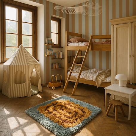 Papier peint enfants rayures aventure océan?forêt Brown 1 - vertbaudet enfant 