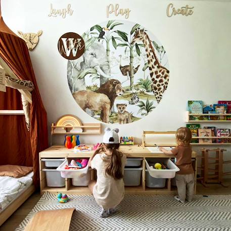 Grand sticker rond - animaux de la savane Brown 1 - vertbaudet enfant 