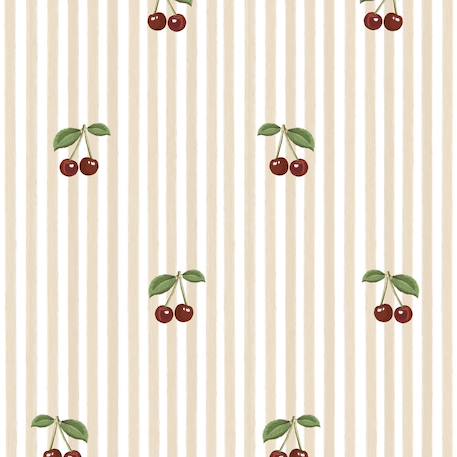Papier peint enfant à rayures rose avec cerises Beige 2 - vertbaudet enfant 