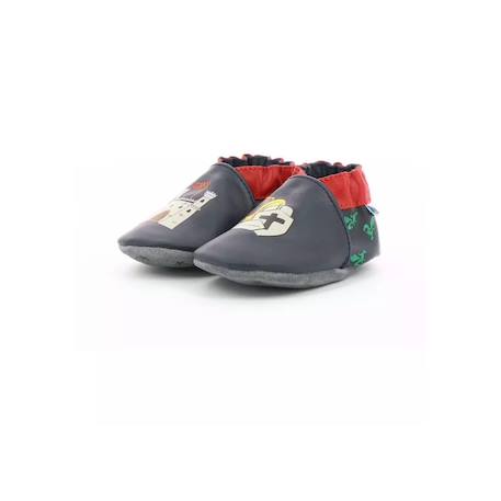 Chaussons cuir Bleu 2 - vertbaudet enfant 