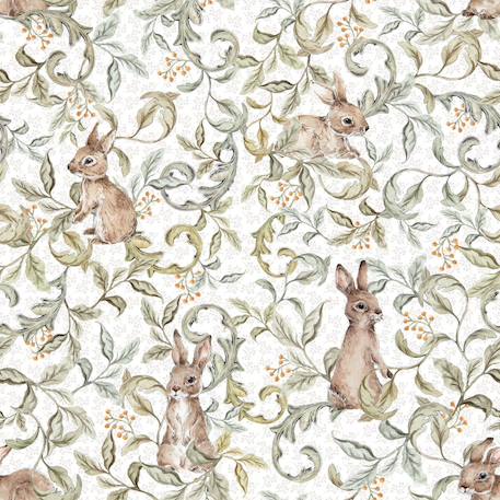 Papier peint - lapins dans les bois fond clair Beige 2 - vertbaudet enfant 