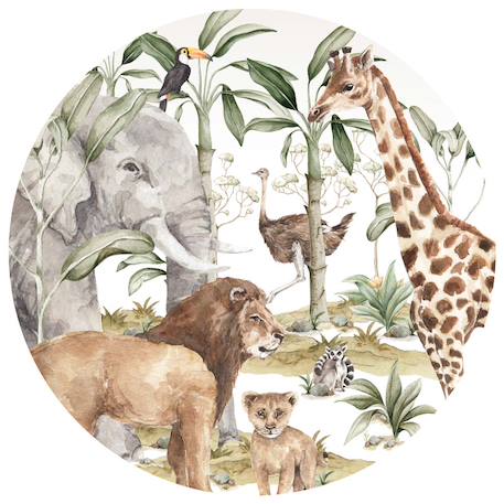 Grand sticker rond - animaux de la savane Brown 2 - vertbaudet enfant 