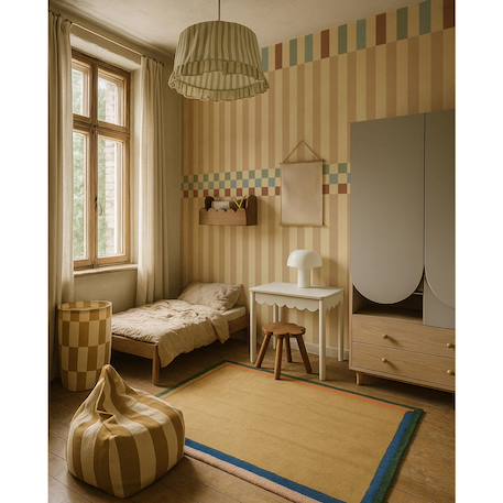 Papier peint enfants rayures bonheur en folie Beige, bleue 1 - vertbaudet enfant 