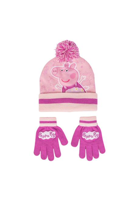 Ensemble 2 pièces peppa pig - bonnet et gants Rose 1 - vertbaudet enfant 