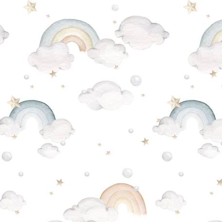 Papier peint enfants arcs-en-ciel et nuages White 2 - vertbaudet enfant 