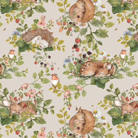 Papier peint sleepy animals Beige 2 - vertbaudet enfant 