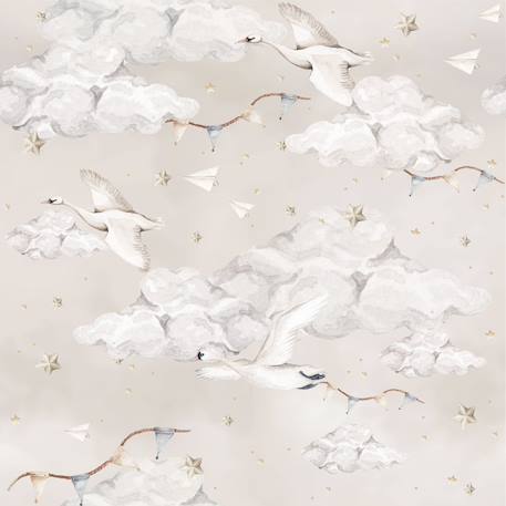 Papier peint enfants au pays des cignes Beige 2 - vertbaudet enfant 