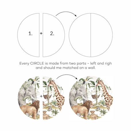 Grand sticker rond - animaux de la savane Brown 3 - vertbaudet enfant 