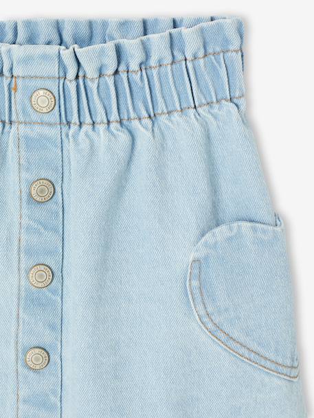 Jupe en jean fille poches coeur denim bleached+denim brut 4 - vertbaudet enfant 