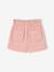 Short paperbag fille en twill rose poudré 1 - vertbaudet enfant 