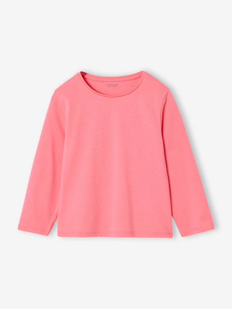 Lot de 3 t-shirts fille fantaisie manches longues anthracite+bleu grisé+corail+indigo+rose 33 - vertbaudet enfant 