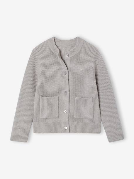 Gilet fille maille fine mousseuse corail+gris chiné+pivoine 6 - vertbaudet enfant 