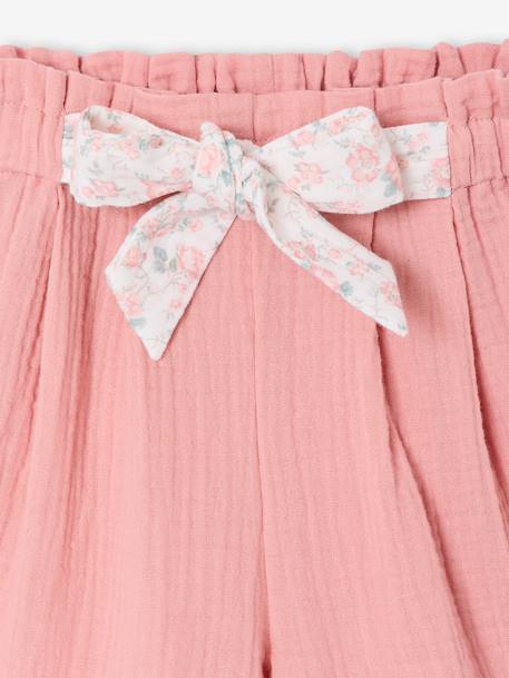 Short en gaze de coton fille bleu clair+blush 6 - vertbaudet enfant 