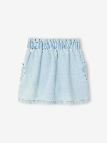 Jupe en jean fille poches coeur denim bleached+denim brut 3 - vertbaudet enfant 