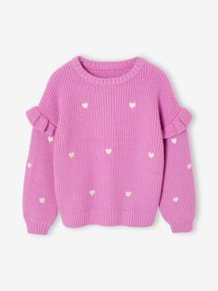 -Pull fille brodé manches volantées 