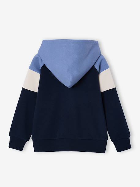 Sweat zippé garçon capuche coloblock bleu moyen+ocre+vert 2 - vertbaudet enfant 