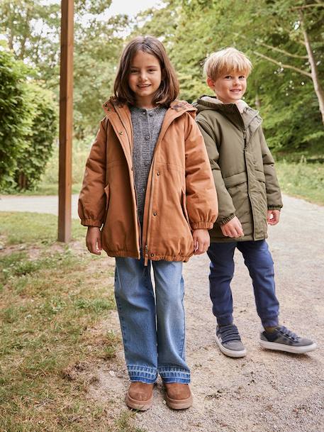 Parka fille à capuche doublée imitation fourrure bois de rose+camel+marine+noir+prune+vert foncé 7 - vertbaudet enfant 